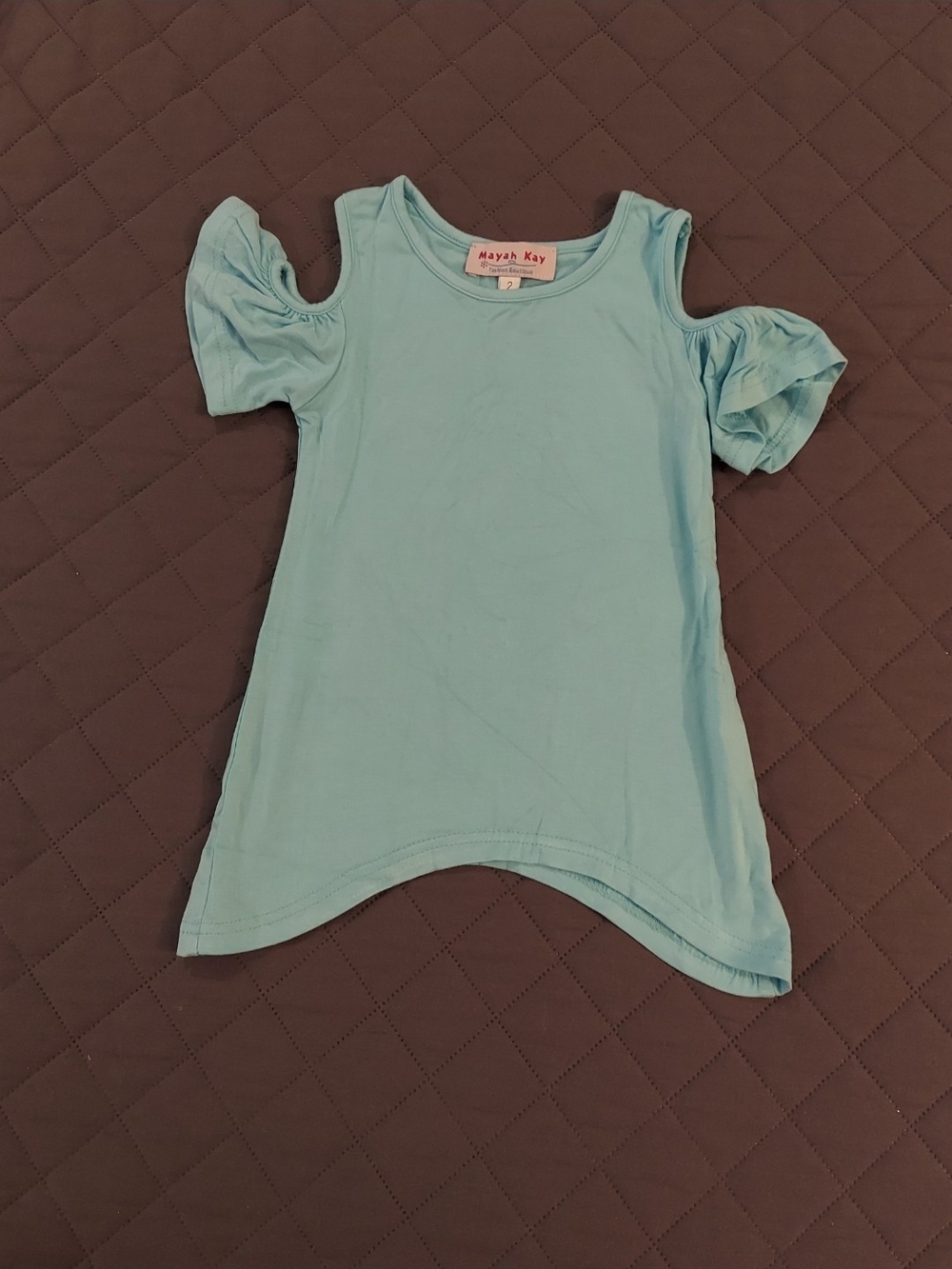Girls' Light Blue Cold-Shoulder Top